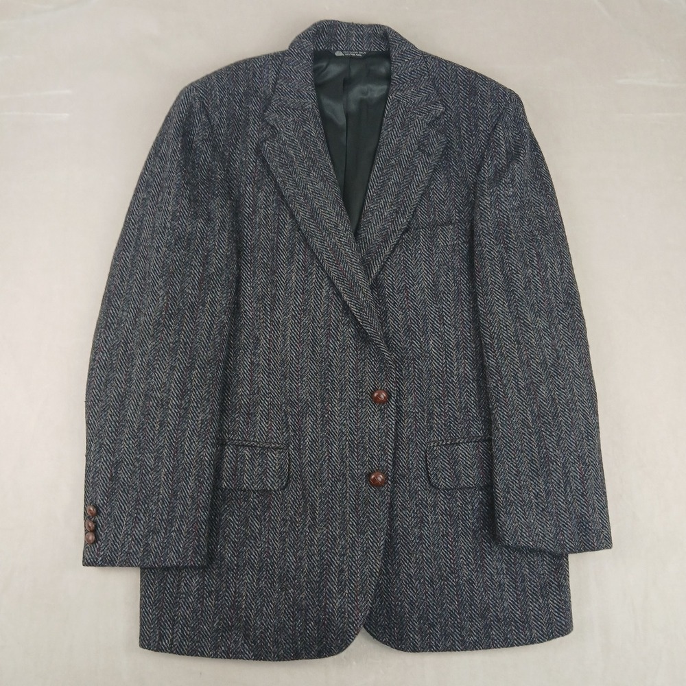 VTG Harris Tweed Baskin 40R Mens Blazer 21x30 Herringbone FLAW‎